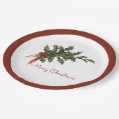 Assiettes En Carton Joyeuses Plaques Holly de Noël (Angle)