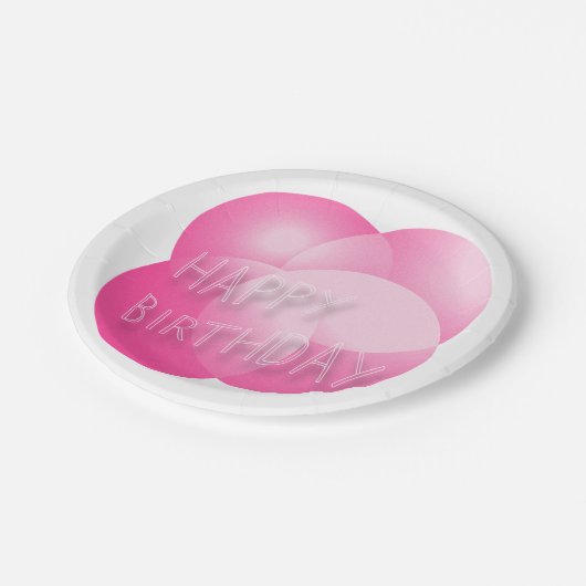 Assiettes En Carton Joyeuses Plaques Papier Anniversaire Bubbles Rose (Angle)