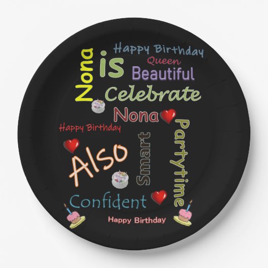 Assiettes En Carton Joyeuses Plaques Papier Anniversaire Nona (Devant)