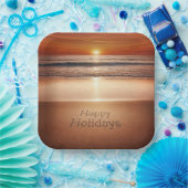 Assiettes En Carton Joyeuses Vacances Dans Le Sable De Plage (Fête)