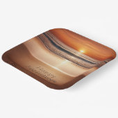 Assiettes En Carton Joyeuses Vacances Dans Le Sable De Plage (Angulaire)