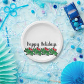 Assiettes En Carton Joyeuses vacances Holly Sprigs, verdure de Noël (Fête)