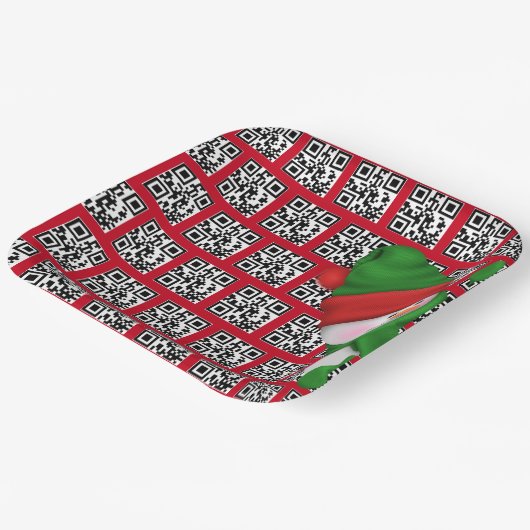 Assiettes En Carton Joyeuses Vacances QR Codes avec Snowman (Angulaire)