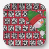 Assiettes En Carton Joyeuses Vacances QR Codes avec Snowman (Recto)