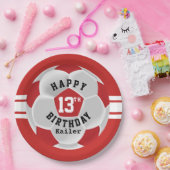 Assiettes En Carton Joyeux 00e anniversaire - Bal de football rouge (Fête)