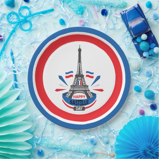 Assiettes En Carton Joyeux 14 juillet Tour Eiffel (Fête)
