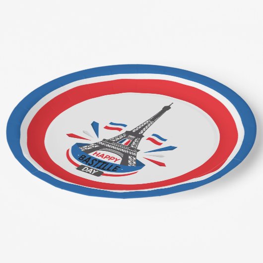 Assiettes En Carton Joyeux 14 juillet Tour Eiffel (Angle)