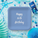 Assiettes En Carton Joyeux 16e anniversaire Cornflower Blue Custom Par<br><div class="desc">Conçu avec modèle texte pour le message "Joyeux 16ème anniversaire" que vous pouvez customiser! Vous pouvez également modifier la couleur arrière - plan comme vous le souhaitez.</div>