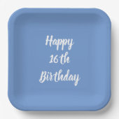 Assiettes En Carton Joyeux 16e anniversaire Cornflower Blue Custom Par (Recto)