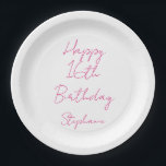 Assiettes En Carton Joyeux 16e anniversaire rose blanc XVIe 2024<br><div class="desc">Conçu avec un modèle texte pour le message "Joyeux 16e anniversaire" et le nom que vous pouvez customiser! Vous pouvez également modifier la couleur arrière - plan comme vous le souhaitez.</div>