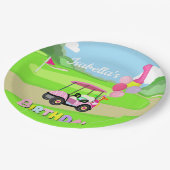 Assiettes En Carton Joyeux 1er Anniversaire Polka Dot Rose Girly Golf (Angle)