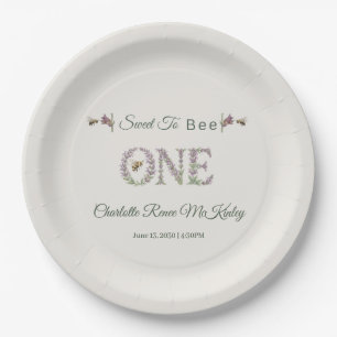 Assiettes En Carton Joyeux 1er anniversaire Sweet To Bee One aquarelle