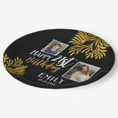 Assiettes En Carton Joyeux 21e anniversaire Gold Foliage 3 Photo Party (Angle)
