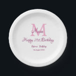 Assiettes En Carton Joyeux 21e Anniversaire rose ajouter nom monogramm<br><div class="desc">belle conception</div>