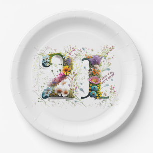 Assiettes En Carton Joyeux 21e anniversaire Wildflowers Joyeux Anniver