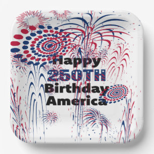 Assiettes En Carton Joyeux 250e anniversaire America Feux d'artifice p