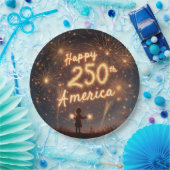 Assiettes En Carton Joyeux 250ème anniversaire Amérique dans les feux  (Fête)