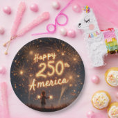 Assiettes En Carton Joyeux 250ème anniversaire Amérique dans les feux  (Fête)