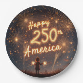 Assiettes En Carton Joyeux 250ème anniversaire Amérique dans les feux  (Devant)