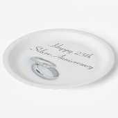 Assiettes En Carton Joyeux 25e anniversaire d'argent (Angle)