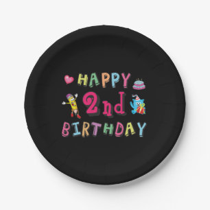 Assiettes En Carton Joyeux 2e anniversaire. 2 ans avant jour.