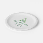 Assiettes En Carton Joyeux 40e anniversaire vert ajouter nom monogramm (Angle)