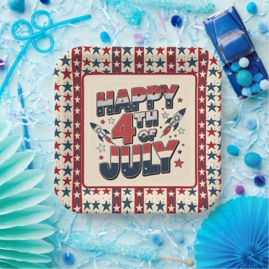 Assiettes En Carton Joyeux 4 juillet (Fête)