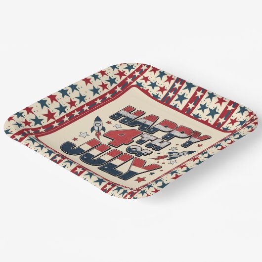 Assiettes En Carton Joyeux 4 juillet (Angulaire)