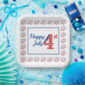Assiettes En Carton Joyeux 4 Juillet 9" Plaque papier Carré (Fête)