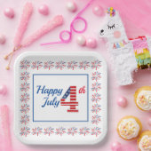 Assiettes En Carton Joyeux 4 Juillet 9" Plaque papier Carré (Fête)