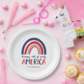 Assiettes En Carton Joyeux 4 juillet Amérique | Rouge bleu arc-en-ciel (Fête)