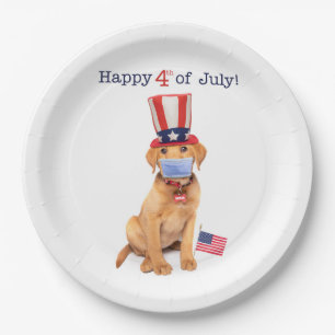 Assiettes En Carton Joyeux 4 juillet chiot dans le masque facial