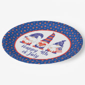 Assiettes En Carton Joyeux 4 juillet Gnomes Rouge Blanc Bleu (Angle)