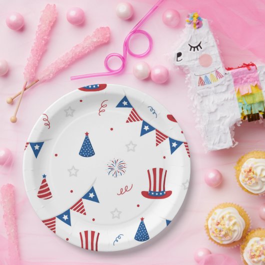 Assiettes En Carton Joyeux 4 juillet mignon Motif du parti (Fête)