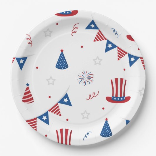 Assiettes En Carton Joyeux 4 juillet mignon Motif du parti (Devant)