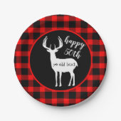 Assiettes En Carton Joyeux 50e anniversaire Buck Buffalo Plaid (Devant)