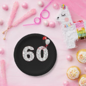 Assiettes En Carton Joyeux 60e anniversaire en noir (Fête)