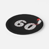 Assiettes En Carton Joyeux 60e anniversaire en noir (Angle)
