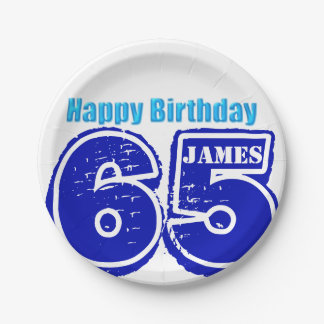Assiettes En Carton Joyeux 65e anniversaire Plaque de papier personnal