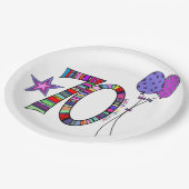 Assiettes En Carton  Joyeux 70e anniversaire. 70e Anniversaire coloré (Angle)