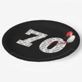 Assiettes En Carton Joyeux 70e anniversaire en noir (Angle)
