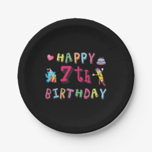 Assiettes En Carton Joyeux 7ème anniversaire. 7 ans.