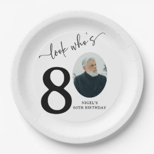 Assiettes En Carton Joyeux 80 ans ! Photo moderne pour 80e anniversair
