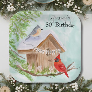 Assiettes En Carton Joyeux 80e Anniversaire Oiseaux à la Maison d'Oise