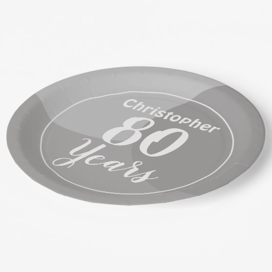 Assiettes En Carton Joyeux 80e anniversaire Plaque papier (Angle)