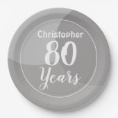 Assiettes En Carton Joyeux 80e anniversaire Plaque papier (Devant)