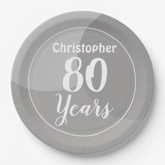 Assiettes En Carton Joyeux 80e anniversaire Plaque papier (Devant)