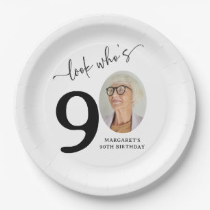 Assiettes En Carton Joyeux 90 ans ! Photo Moderne Anniversaire 90 ans