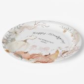 Assiettes En Carton Joyeux Ami Citrouille Automne Floral Aquarelle (Angle)