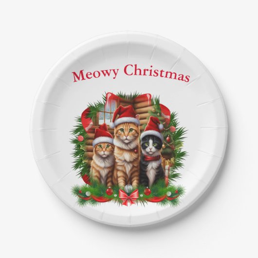 Assiettes En Carton Joyeux animaux de Noël (Devant)